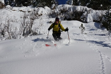 Pulverschnee in den Dolomiten